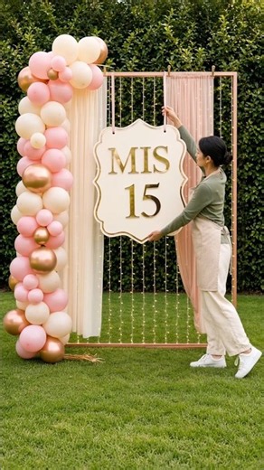 She Built This Rose Gold Quinceañera Backdrop 🎀 | Mis 15 Años