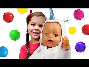 Kids play baby dolls & Feeding baby doll - Baby Annabell doll & Family fun video