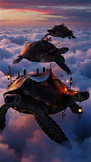 turtle 🐢 flying in sky