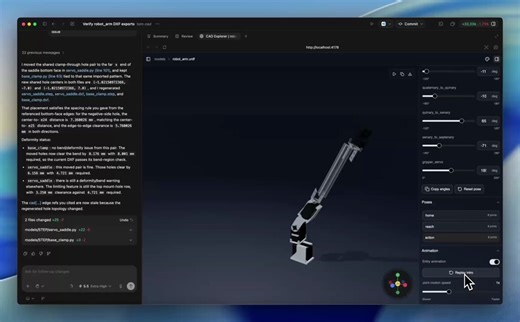 Coding a robot with GPT 5.5!A 7dof robot arm w/ functional kinematics.[📍 bookmark, it’s open source]An open source harness for generating 3D models with your favorite coding agent.Custom gui, and STEP parts/assembly, 100% generated in Codex.Thanks for sharing, @earthtojake!!!📍 https://t.co/joE8fUvbWe——-Weekly robotics and AI insights.Subscribe free:
