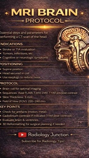 MRI Brain Protocol | MRI Brain 🧠 #mribrain #brainprotocol #shorts #aiims #neet