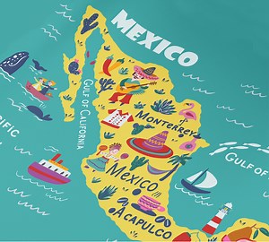 Mexico cartoon travel map - Elizaveta Melenteva