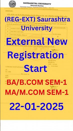 Saurashtra University External Ba/B.com Sem 1 and Ma/M.com sem 1 Start | BA B.Com Sem 1 Form Start