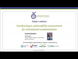 Conducting a vulnerability assessment for intentional contamination