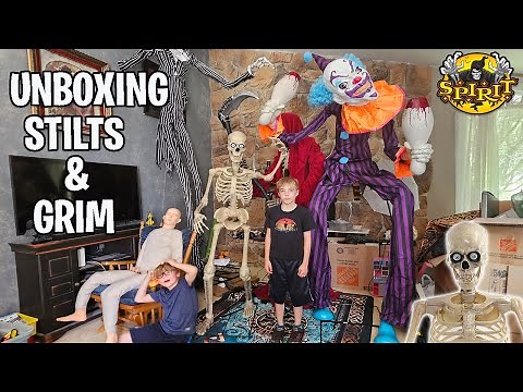 Unboxing Stilts & Grim Halloween Animatronics from Spirit Halloween!
