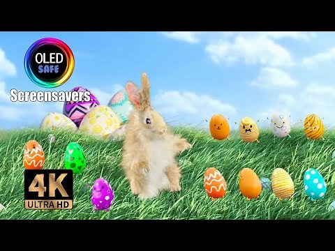 Easter Screensaver - Easter Bunny Dancing - 10 Hours - 4K - OLED Safe - No Burn-in