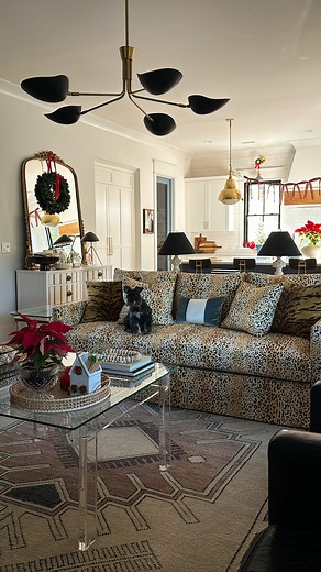 Carmel Phillips ~ Interiors & Style on Instagram: "My new leopard print living room sofa is finally here, and I’m completely in LOVE!!! Full review coming to my blog soon! But for now, I’ll just say she’s definitely a 10! Merry Christmas to me! ♥️🐆🌲 Listen, I know she’s not for everyone. She’s a statement maker not a blender inner. She’s bold, and she isn’t interested in being everyone’s cup of tea. This lady came to party. She came to show out and make an impression. She’s walking confidently