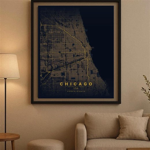 Chicago - Minimalist City Map Digital Download - Modern Line Art Poster - Etsy