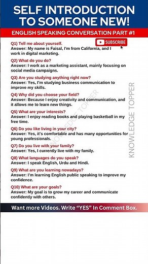 Intermediate English Conversation - Self Introduction in English