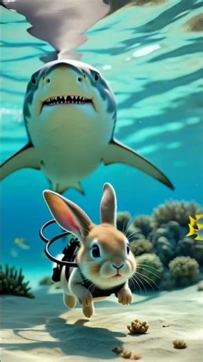 Rabbits swim with sharks