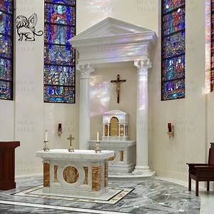 [Hot Item] Custom Hand Carved Christian Catholic Religious Natural Stone Holy House Marble Altar Tabernacle Manufacturer