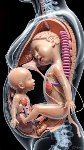Ultra-realistic 3D medical animation showing human fetal development inside short #video