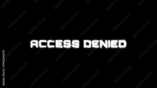 Access Denied Text Glitch Digital Error Warning Motion Graphic Loop. 4K video with alpha channel.