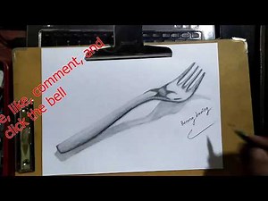 How to drawing fork step by step with pencil, tutorial