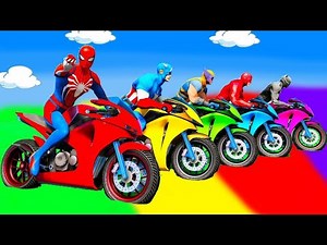 SPIDER MAN!on Motorcycle in Spiral Bridge Stunt Rid