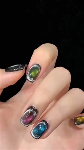 Galaxy Nails Magic You Won’t Believe 🌌🔥 #Shorts #NailArt #CatEyeNails