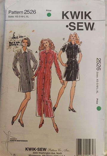 Kwik Sew 2526 Sewing Pattern – Shirt Dress XS-XL UNCUT 90s Button Front Dress Pattern - Etsy