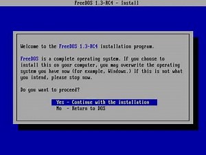 Installing FreeDOS 1.3 RC4