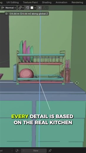 Turning My Real House into a 3D Model | Part 2 (Kitchen) #blender #blendercourse #3d #blendergame