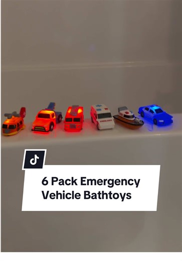 The perfect bathtub toys! Mold free and so cool 🚑🚒🚓 #toddlertoys #kidstoys #bathtimefun #toysforkids #toddlertok