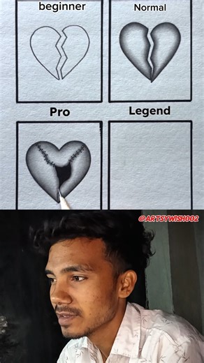 Beginner vs Normal vs Pro vs Legend ❤️ Broken Heart Drawing Challenge 🔥