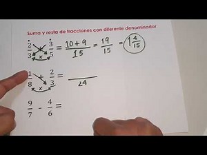 SUMA Y RESTA DE FRACCIONES CON DIFERENTE DENOMINADOR -metodo por multiplicación cruzada-