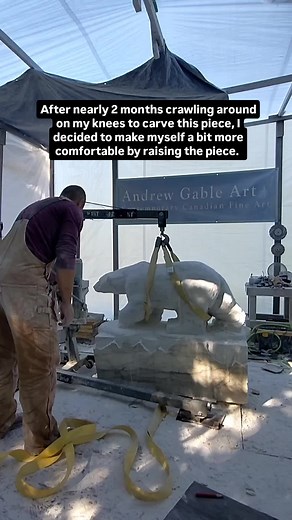 work on this large marble piece continues. #sculptor #contemporaryart #wildlifeart #stoneart #artist