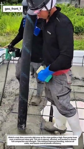 High-Flow Concrete Slab Pouring with Rebar Grid | Smooth Pump & Vibrator Action On Site