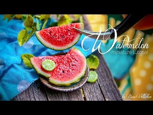 Miniature realistic watermelon cane 🍉 Easy polymer clay tutorial