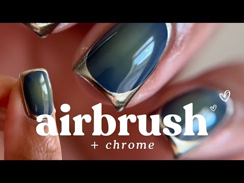 How To Do Airbrush and Chrome Nails | Chrome Outline + Airbrush