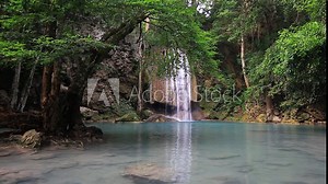 The beauty of nature, The third floor of the Erawan Waterfall in Erawan National Park Kanchanaburi Province Thailand