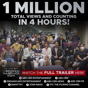 Gigil na gigil!! 🔥🔥🔥 THE BROKEN MARRIAGE VOW FULL TRAILER has reached 1 MILLION total views and counting in just 4 HOURS!! Maraming salamat mga Kapamilya! ❤️🔥 Watch #TBMVFullTrailer here: https://fb.watch/9V956Fcdtv/ | ABS-CBN PR