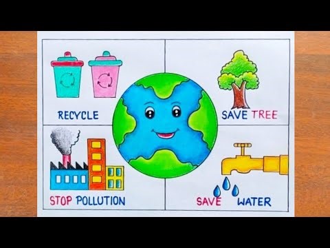 Earth Day Drawing / How to Draw World Earth Day Poster Easy Step by Step / Happy Earth Day Drawing