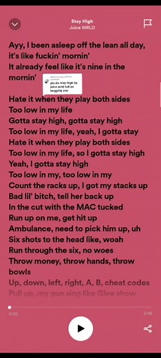 Juice Wrld Full Songs Lyrics: Too Low in My Life