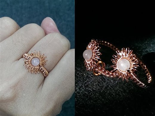 Sun ring adjustable size - DIY wire jewelry - Handmade jewelry ideas 272