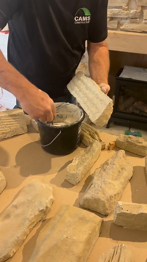 We’re often asked how we installed the stone cladding on the chimney breast, so I thought I’d share a quick clip. It’s genuinely as straightforward as it looks, just a bit time consuming! | Homeatsixthav