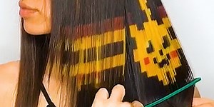 This pixelated hair-dye job looks like Pikachu