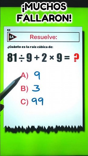 What is the cube root of: 81 ÷ 9 + 2 × 9 = ❓️🤓✌️ #maths #mathematics (▶1618)