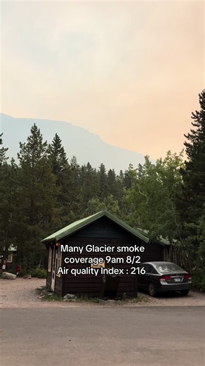 Flathead & Spokane Wildfire Update: Many Glacier Smoke, AQI 216 (Aug 2)