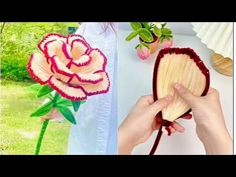 DIY Rose Flower | how to make giant rose flower with pipe cleaners step by step#diy #craft #flowers