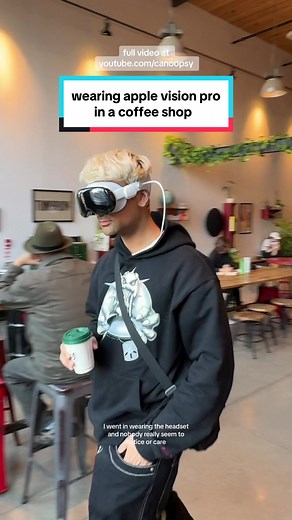 wearing apple vision pro in a coffee shop #apple #applevisionpro #tech