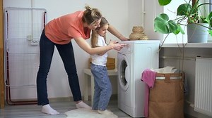 Mom Daughter Turn On Washing Machine Stock Footage Video (100% Royalty-free) 1070707834 | Shutterstock