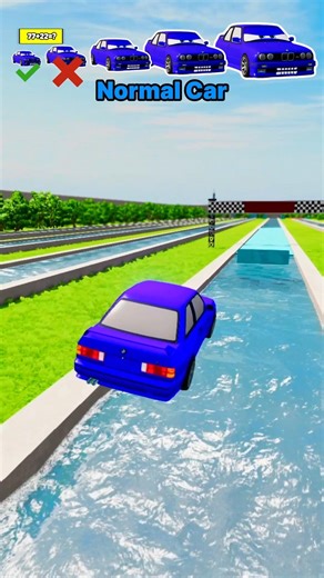 BIG&small SIGMA BLUE CAR VS CRAZY RIVER🚗 #beamgdrive #shorts