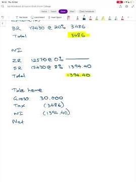 Core Paper 1 Tax and NI (Net Salary)