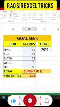 Goal Seek Trick | #raosircomputerclasses #exceltricks
