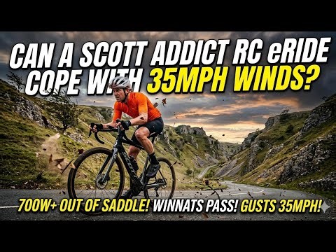 Castleton into 35mph gusts on Scott Addict RC eride.