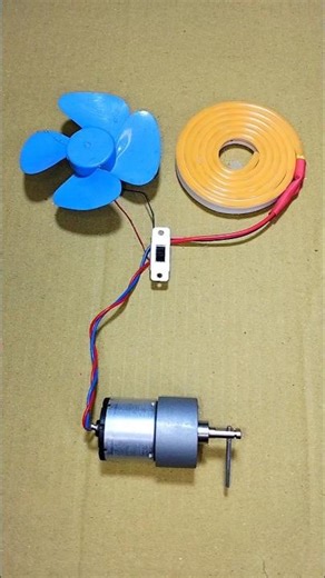 How I Control Neon Strip Light & DC Motor Fan With Gear Motor Generator _ DC Motor #dcmotor #shorts