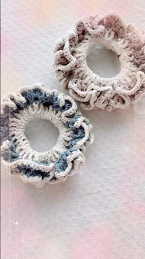 【かぎ針編み】たっぷりフリルのボリュームシュシュ#shorts #編み物 #シュシュ#100均diy #ハンドメイド #crochet