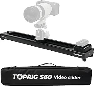 Accsoon Toprig Camera Slider, Adjustable 24''/60 cm Motorized Video Slider with Full Button Control, Support APP-Video Mode/Time-Lapse/Loop Mode, Speed Konb, 120° Panoramic Shooting for Photographer