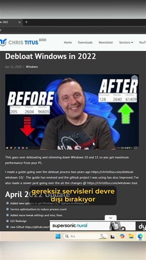 Speed ​​up Windows 11 in 1 minute! #Windows11 #Debloat #PC #Performance #Tech #Shorts #Techolay